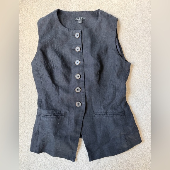 J. Crew Tops - J. Crew Cutaway Vest Top in Linen black, size 0